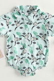 Western Style Cactus Print Button Up Shirt Romper