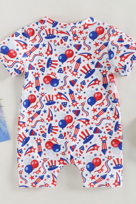 Independence Day Stars Print Baby Romper