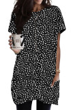 Black Leopard Print Side Pockets Tunic Top