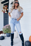Leopard Contrast Trim Animal Print T-shirt