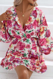 V Neck Drawstring Floral Dress