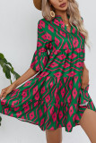 V Neck Printed Babydoll Dress