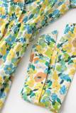 Wrap V Neck Tulip Sleeves Maxi Floral Dress