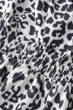 V Neck Leopard Smocked Waist Cami Maxi Dress
