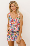 Multicolor Leopard Print Tank and Shorts Lounge Set