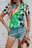 Leopard Tie Dye Splicing Top