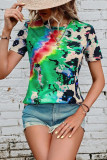 Leopard Tie Dye Splicing Top