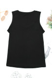 Black Strappy Hollow-out GOD BLESS America Graphic Tank
