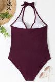 Leopard Halter Neck One Piece Swimsuit