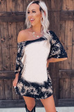Black Blank Apparel- Bleached Tie-dye Print Half Sleeve Top
