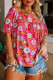 Rose Plus Size Floral Print Tie Back Blouse