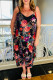 Black Plus Size Floral Print Thin Straps Maxi Dress