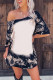Black Blank Apparel- Bleached Tie-dye Print Half Sleeve Top