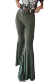 Green High Waist Fit and Flare Pants