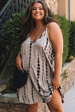 White Plus Size Tie Dye Spaghetti Strap Mini Dress
