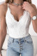 White Crochet Lace Overlay Spaghetti Strap Bodysuit