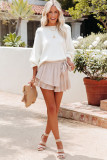 Apricot High Waist Frilled Wide Leg Casual Shorts