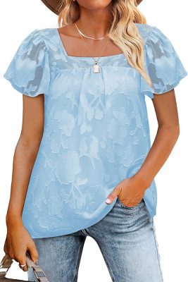 Square Neck Lace Sheer Blouse