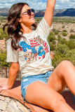 Beige Retro America Graphic T-Shirt