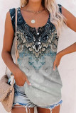 Buttoned Down Gradiant Printed Tank Top