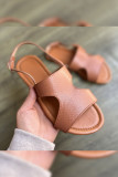 Open Toe Leopard PU Plat Sandals