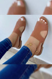 Open Toe Leopard PU Plat Sandals