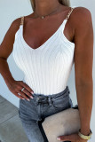White Metal Chain Décor Textured Knitted Vest