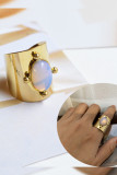 Open Stone And Steel Ring MOQ 5pcs