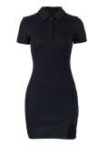 Buttoned Down Polo Neck Mini Dress
