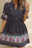 V Neck Ruffles Babydoll Floral Dress
