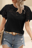 Embroidery Lace Patchwork Short Sleeves Top