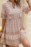 V Neck Ruffles Babydoll Floral Dress