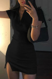 Buttoned Down Polo Neck Mini Dress