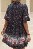V Neck Ruffles Babydoll Floral Dress