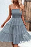 Plain Smocked Swiss Dot Tiered Dress