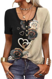 Gradient Color Floral Print Henley Top