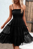 Plain Smocked Swiss Dot Tiered Dress