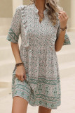 V Neck Ruffles Babydoll Floral Dress