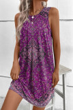 Ethnic Floral Print Boho Tank Dress