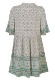 V Neck Ruffles Babydoll Floral Dress