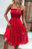 Plain Smocked Swiss Dot Tiered Dress