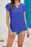Plain Eyelet Pattern Opening Neck Turlip Sleeves Top