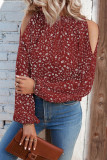 Cold Shoulder Frilled Collar Floral Blouse