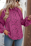 Cold Shoulder Frilled Collar Floral Blouse