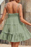 Plain Swiss Dot Tie Strap Tiered Dress