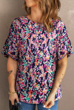 Multicolor Crisscross Back Floral Blouse