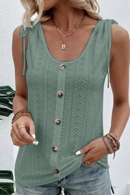 Eyelet Button Up Tank Top
