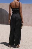 Plain Ruched Cami Crop Top With Wide Leg Pants 2pcs Set