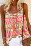 Red Bohemian Print Spaghetti Strap Flowy Tank Top
