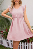 Swiss Dot Ruffle Sleeves Mini Dress